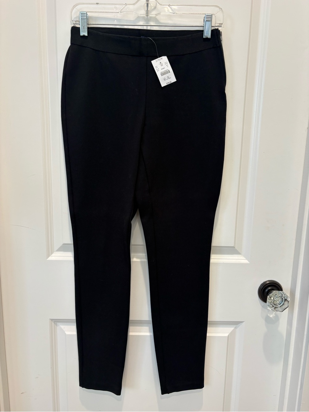J.Crew Black Skinny Ponte Pants Side Zip Size 6 NWT
